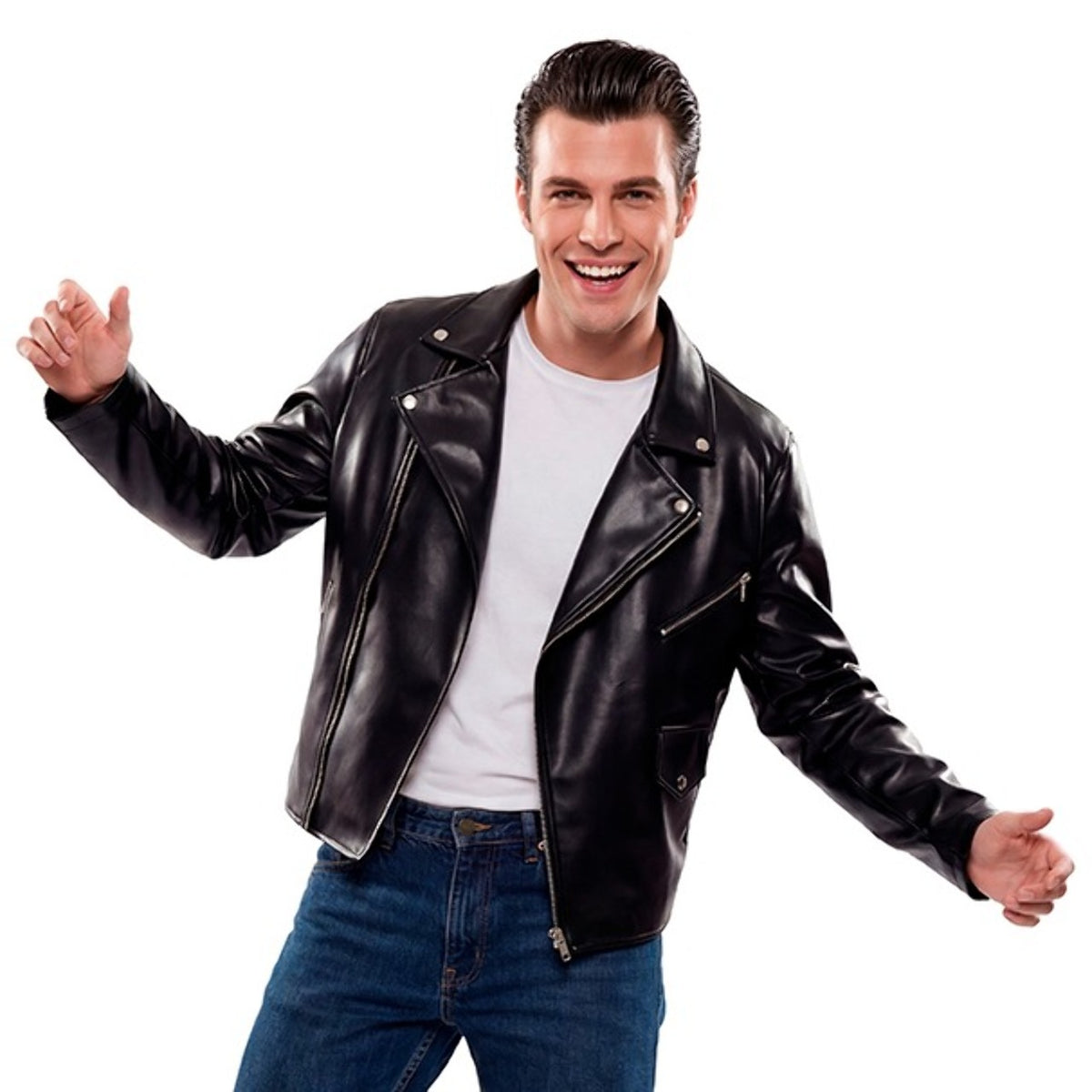 Kunstlederjacke schwarz für Erwachsene