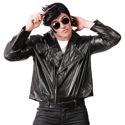 Schwarze Kunstlederjacke