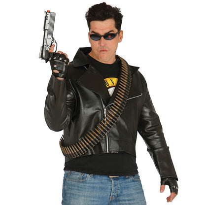 Schwarze Kunstlederjacke