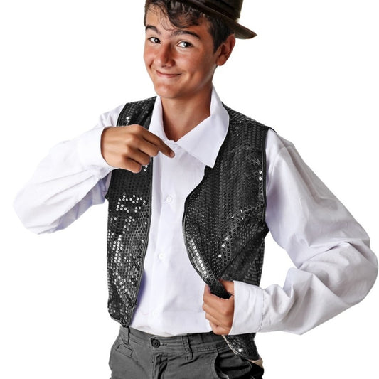 Schwarzes klassisches Paillettenweste für Kinder