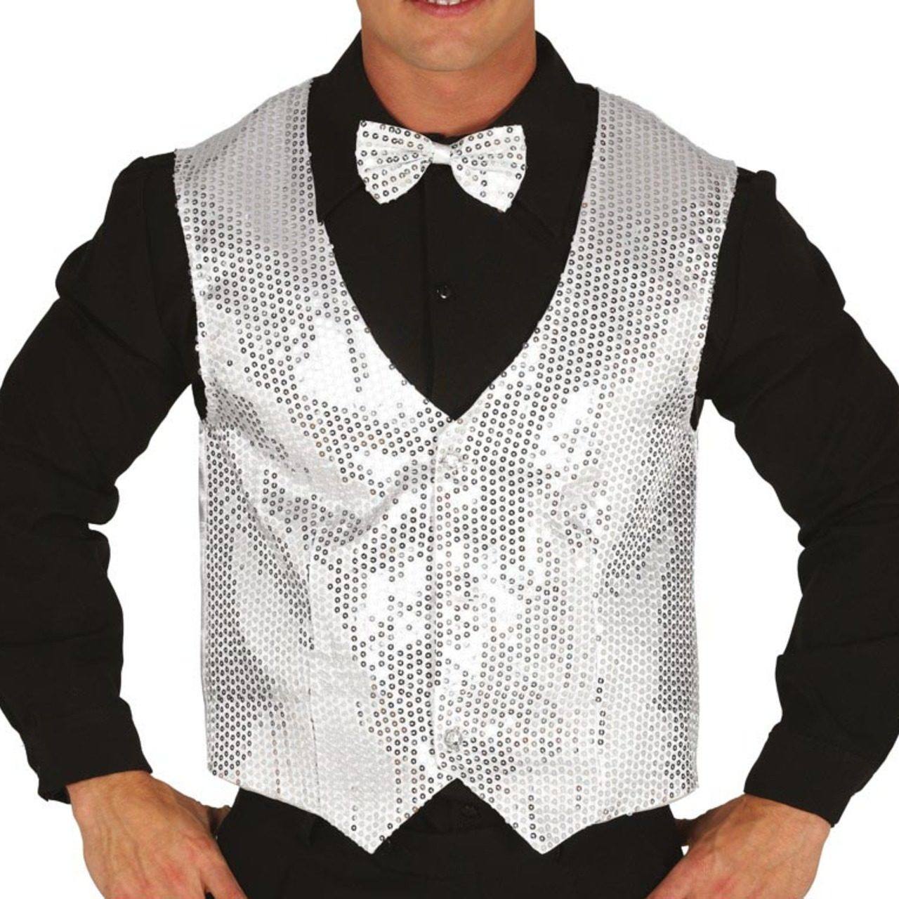 Silbernes Paillettenweste für Erwachsene