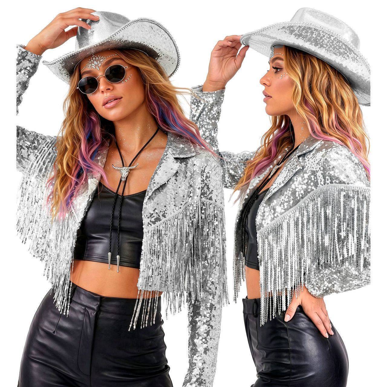 Silberne Festival-Paillettenjacke