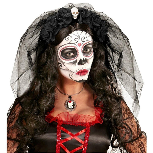 Catrina Totenkopf-Haarreif mit Schleier