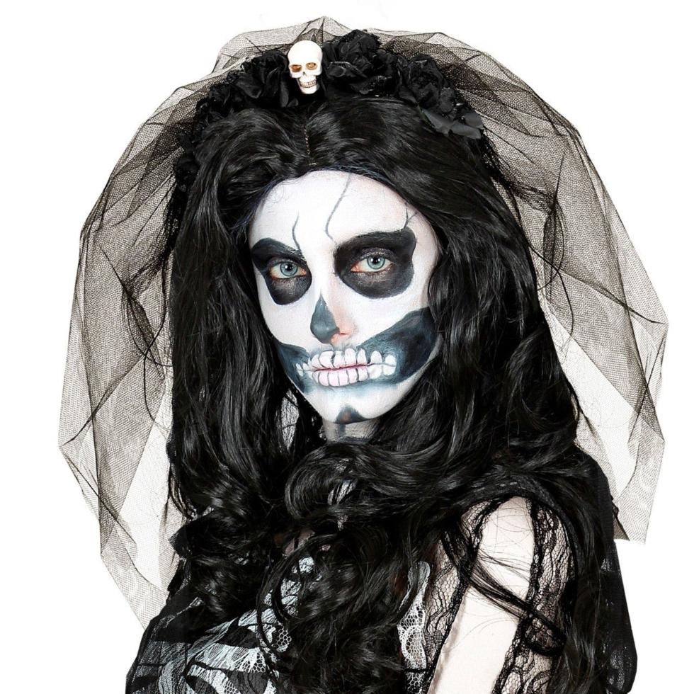 Catrina Totenkopf-Haarreif mit Schleier