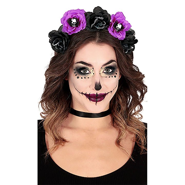 Catrina Haarreif Blumen lila-schwarz