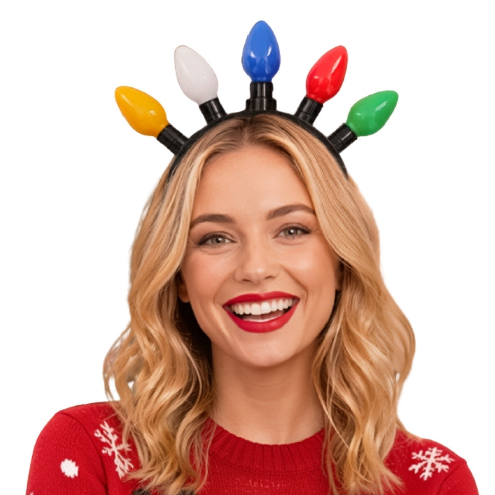 Weihnachts-Diadem mit leuchtenden Glühbirnen