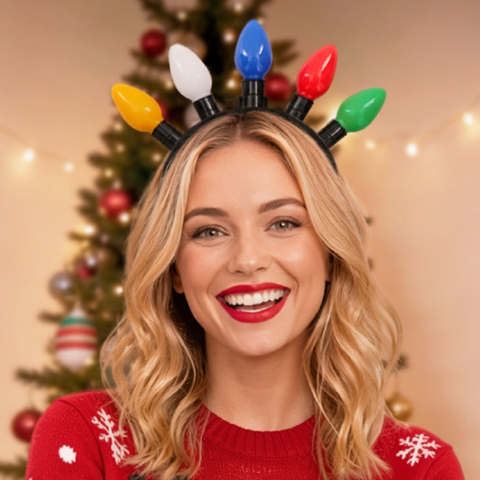 Weihnachts-Diadem mit leuchtenden Glühbirnen