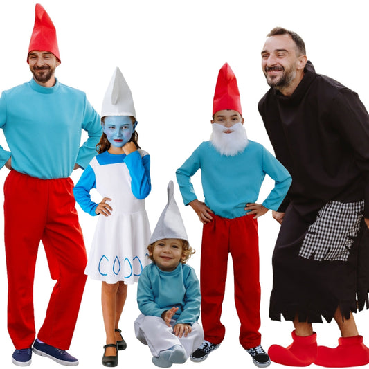 Blaue Kobolde und Zauberer Gruppenkostüme