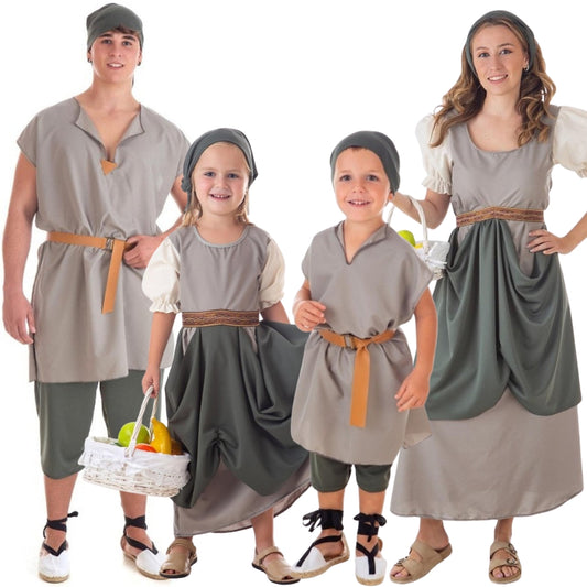 Mittelalterliche Obsthändler-Gruppenkostüme