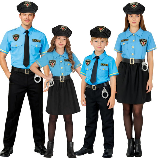 Blaue Polizeibeamten-Gruppenkostüme