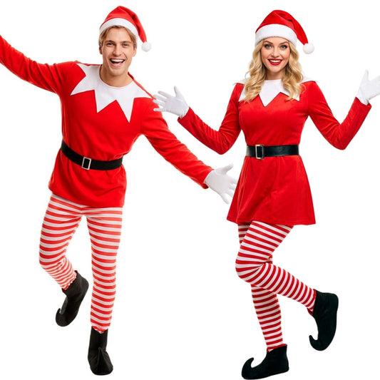 Lustige Weihnachtselfen Paarkostüme