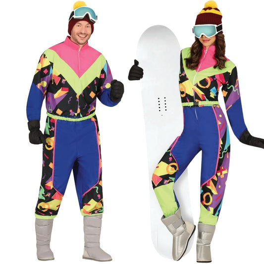 Bunte Skifahrer Pärchenkostüme