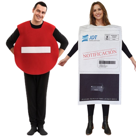 Strafzettel und Verkehrsschild Paarkostüme