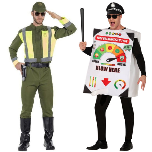 Polizist- und Alkoholtester-Paarkostüme