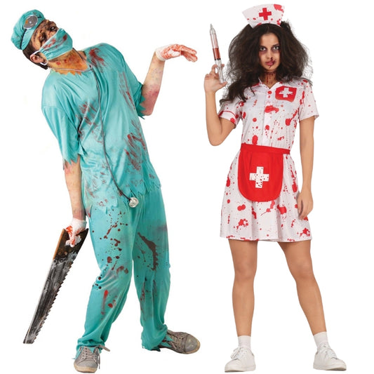 Arzt und Krankenschwester Zombie Paarkostüme