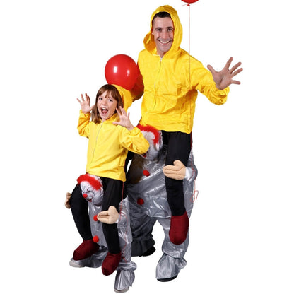 Teuflischer Clown Huckepack Kostüm für Kinder