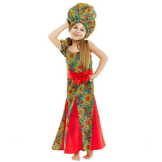 Afrikanisches Turban-Kostüm für Mädchen