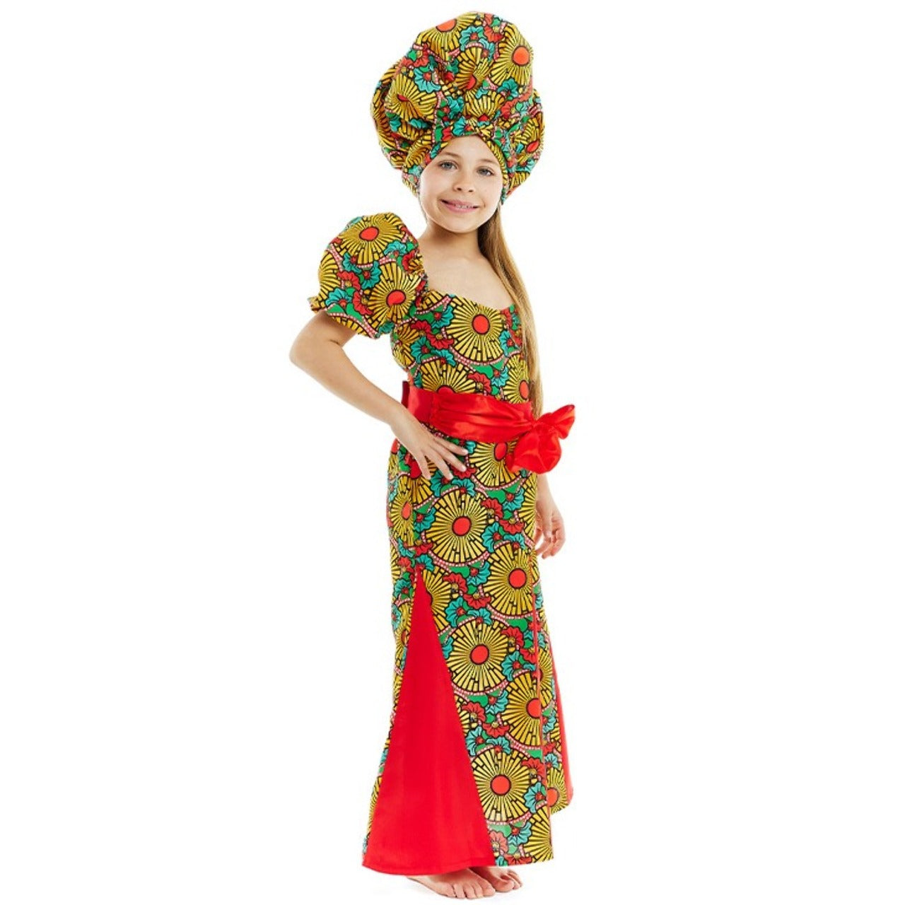 Afrikanisches Turban-Kostüm für Mädchen