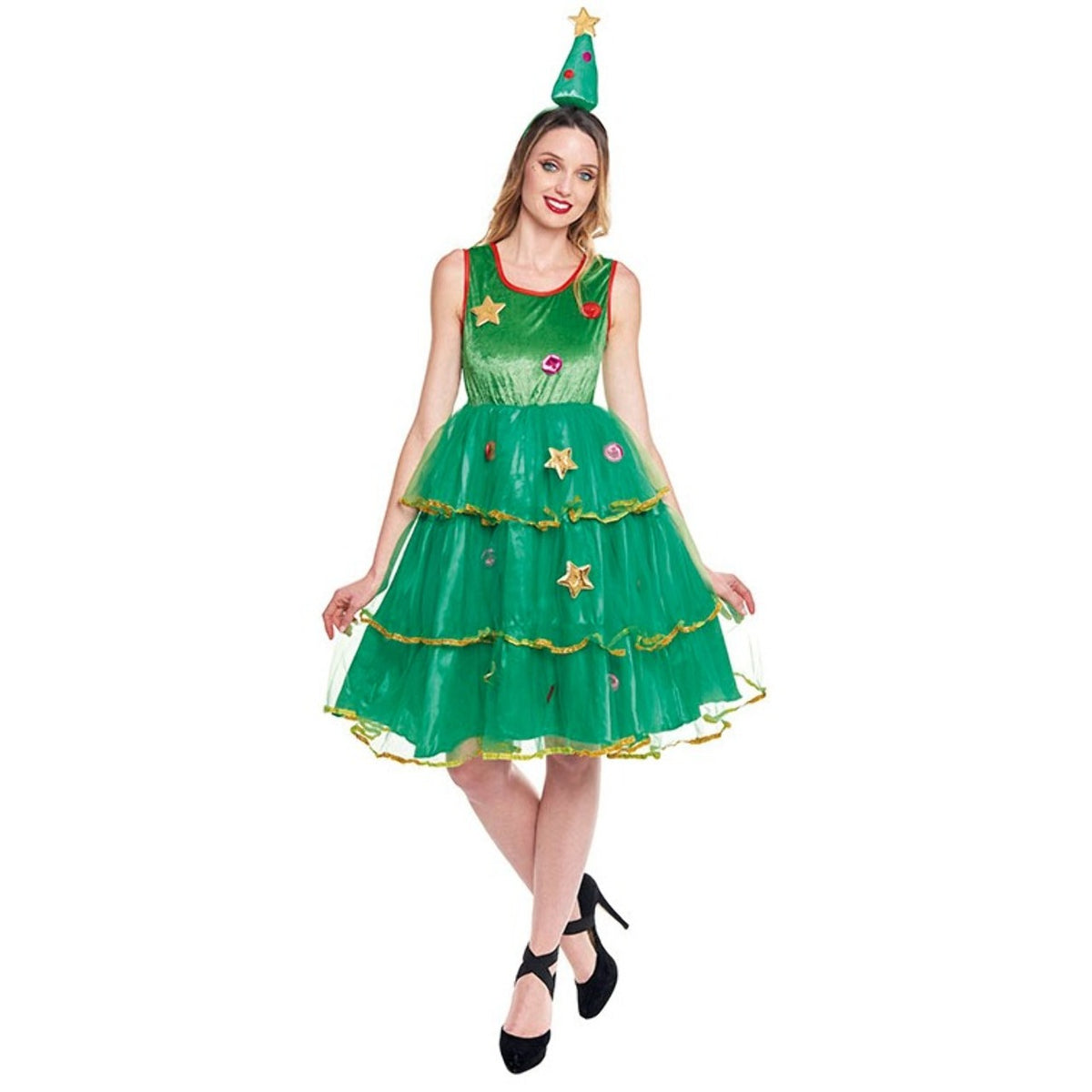 Grünes Weihnachtsbaum-Kostüm für Damen