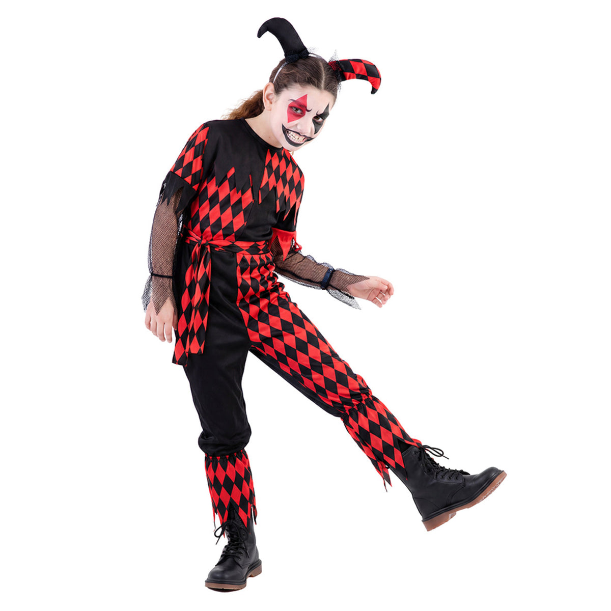 Böser Harlekin Kostüm für Mädchen
