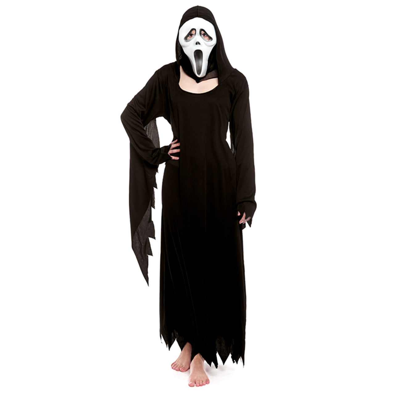 Schwarzes Scream-Mörderin-Kostüm für Damen