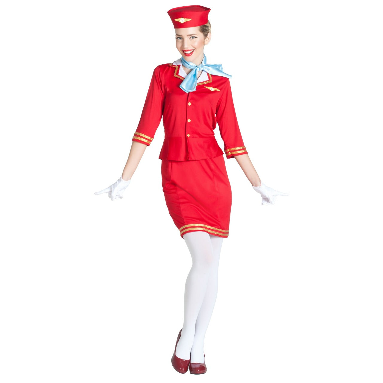 Rotes Flugbegleiterin-Kostüm für Damen