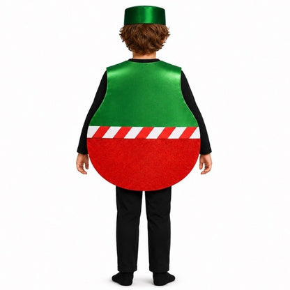 Weihnachtskugel-Kostüm mit Schleife für Kinder.