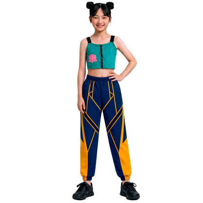 Blaues K-Pop-Sängerin-Eco-Kostüm für Mädchen
