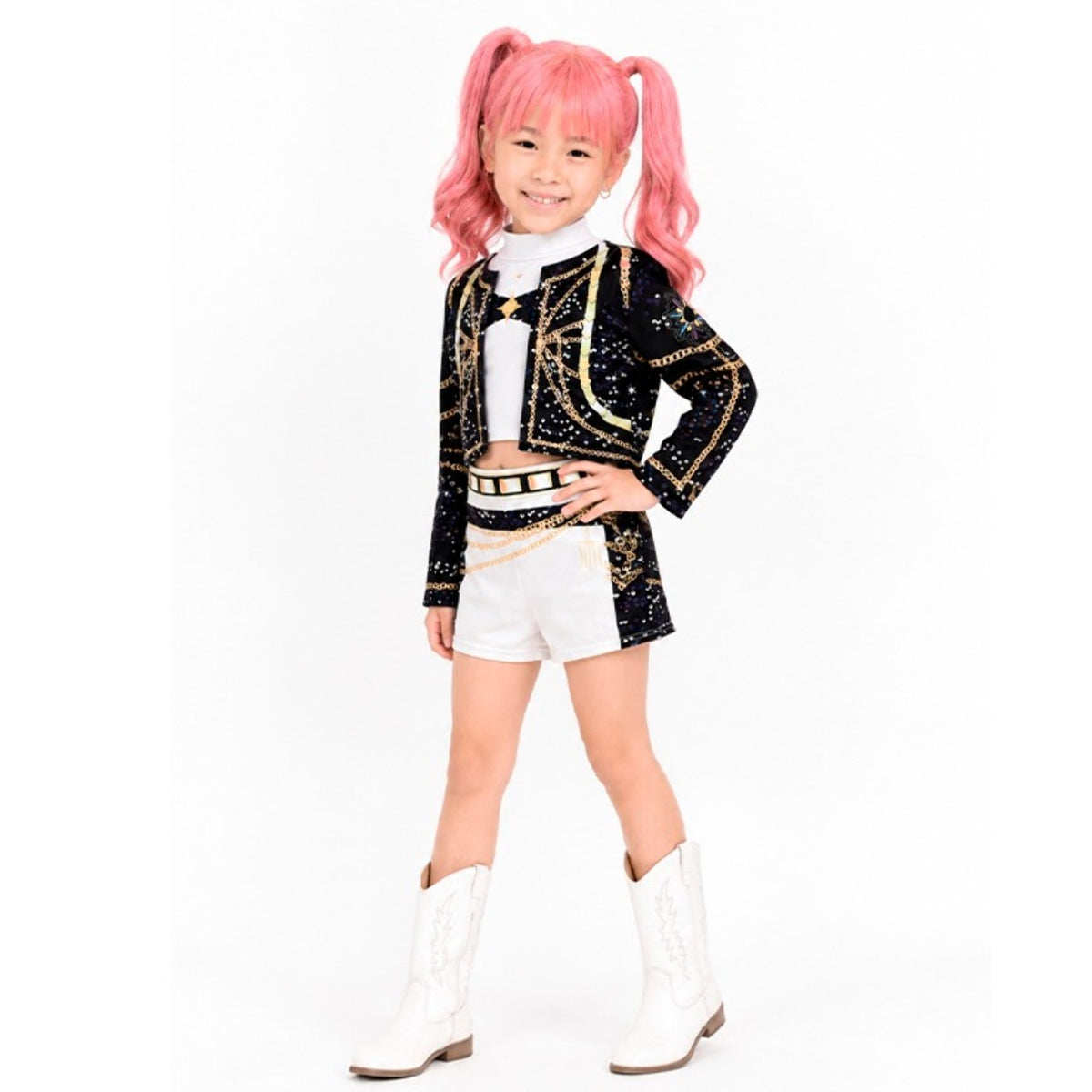 Weißes K-Pop-Sängerin-Luxus-Kostüm für Mädchen