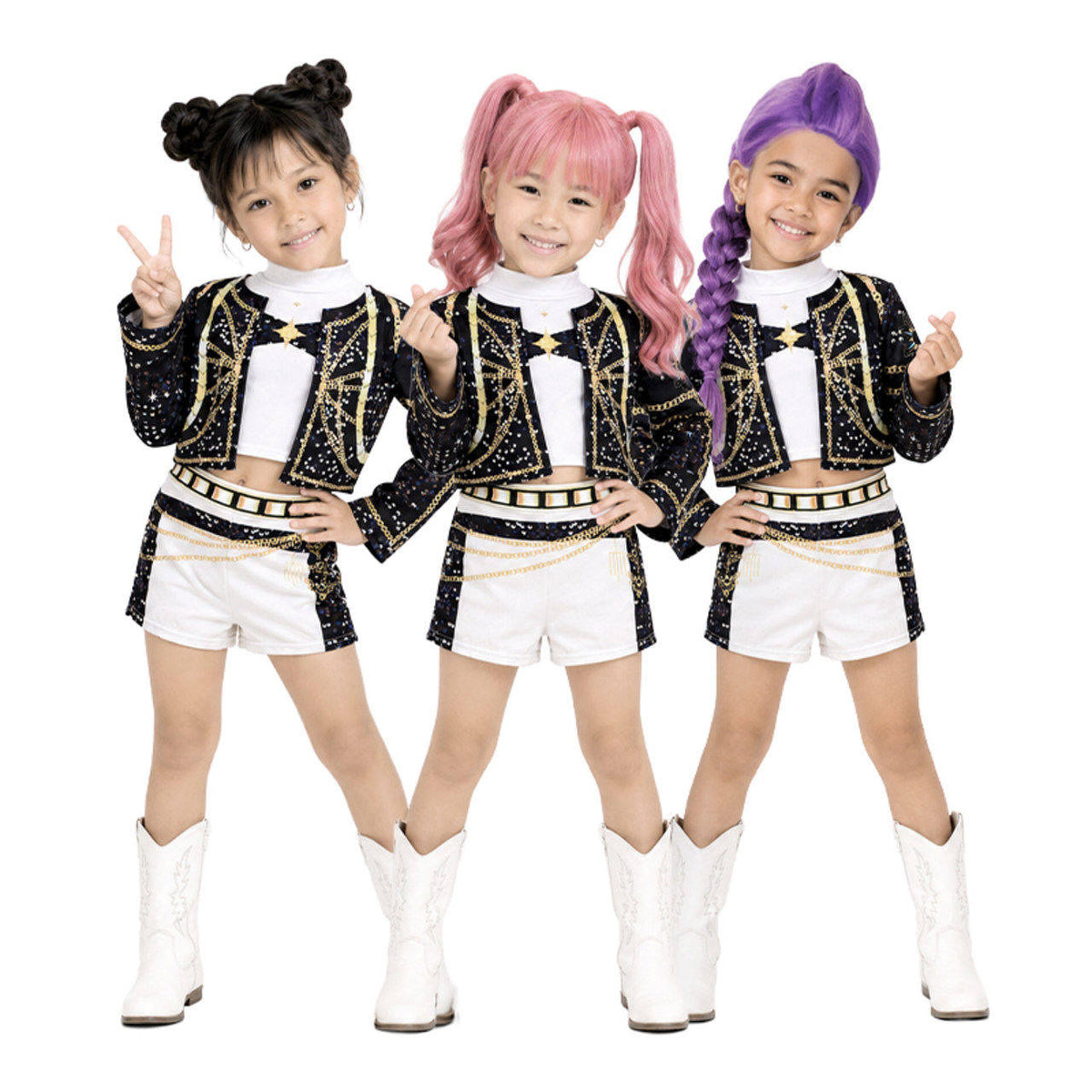 Weißes K-Pop-Sängerin-Luxus-Kostüm für Mädchen