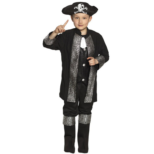 Schwarzes Piratenkapitän Kostüm für Jungen