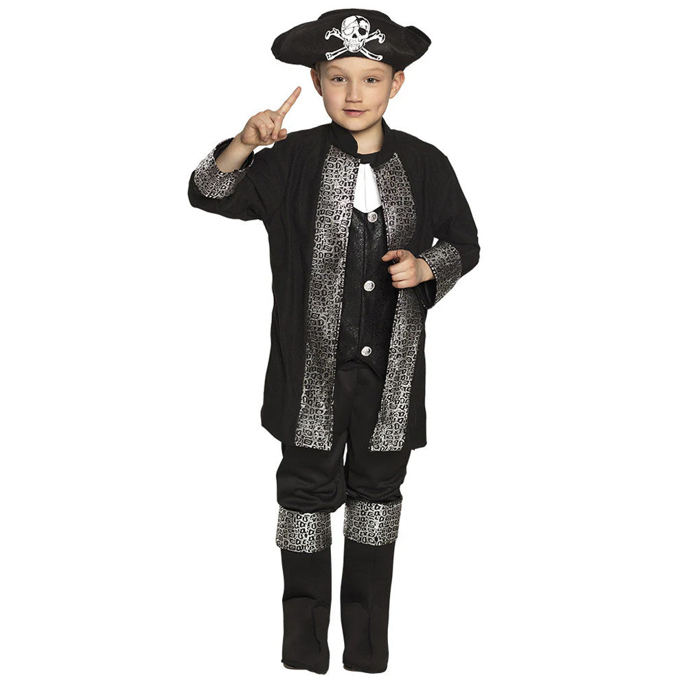 Schwarzes Piratenkapitän Kostüm für Jungen