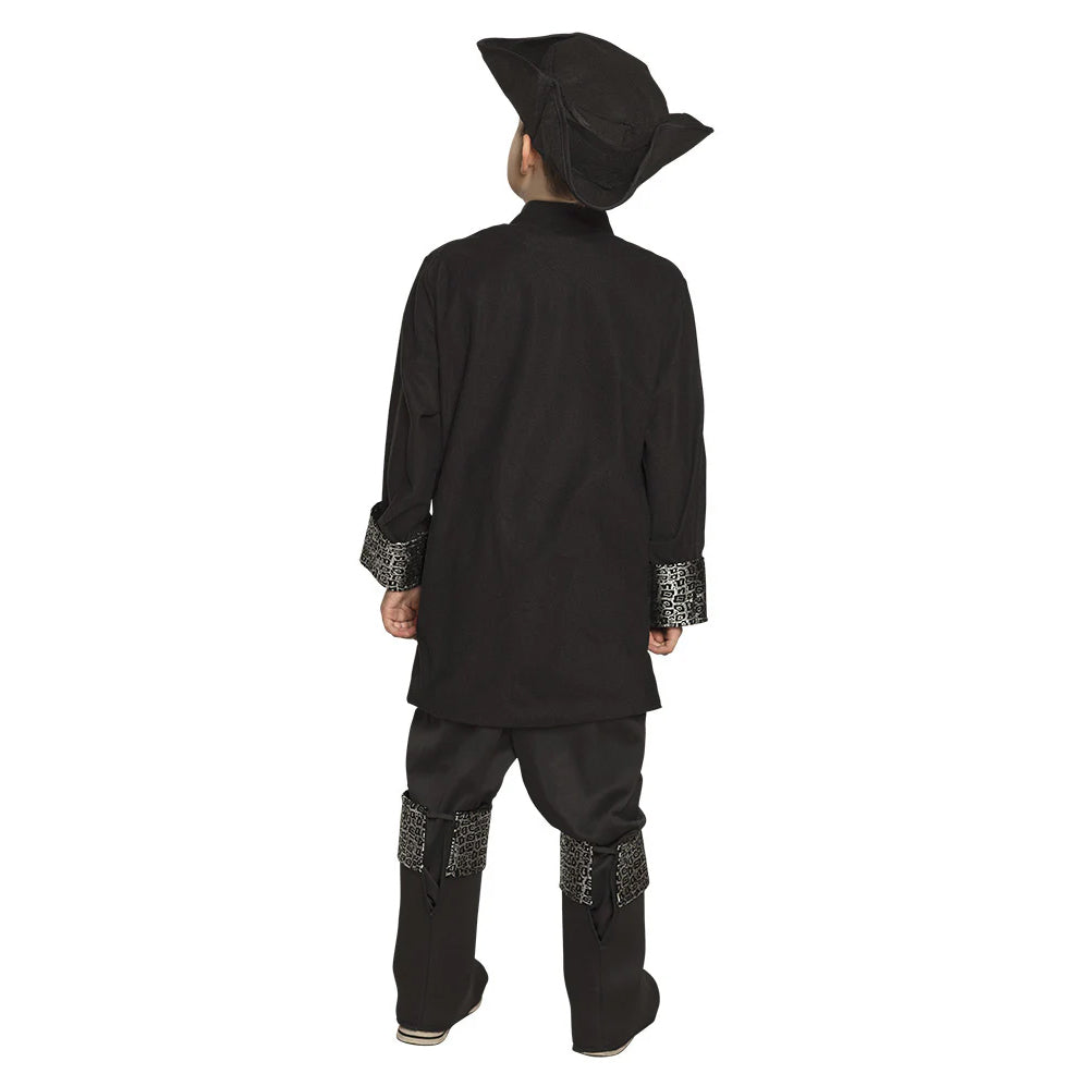 Schwarzes Piratenkapitän Kostüm für Jungen