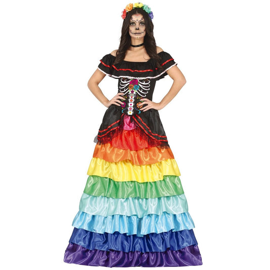 Buntes Catrina Kostüm für Damen