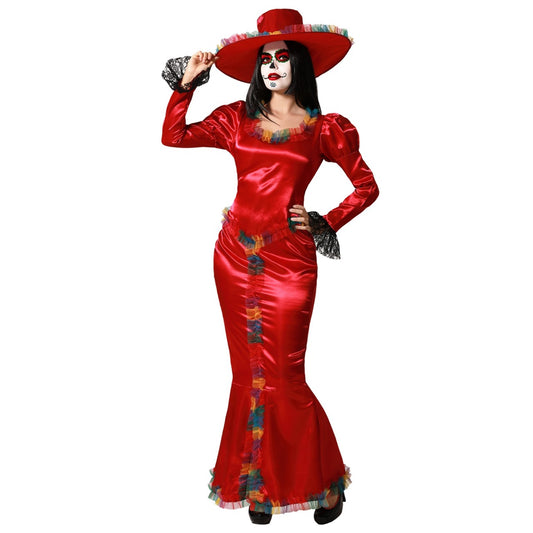 Rotes Catrina-Kostüm für Damen