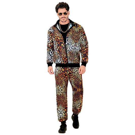 80er Jahre Trainingsanzug Leoparden Fashion Kostüm für Erwachsene