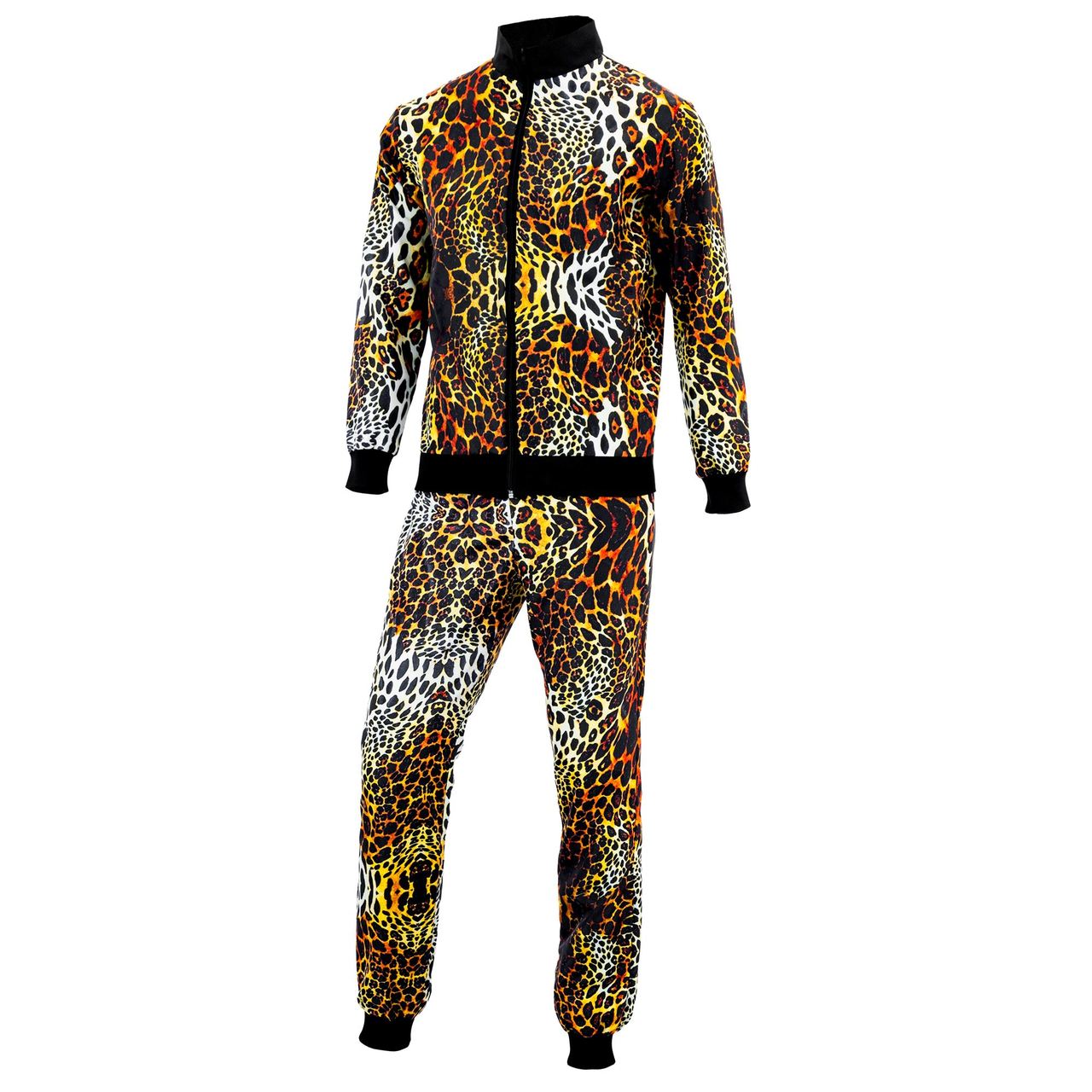 80er Jahre Trainingsanzug Leoparden Fashion Kostüm für Erwachsene