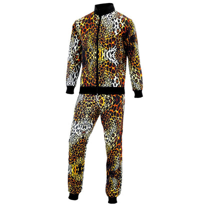 80er Jahre Trainingsanzug Leoparden Fashion Kostüm für Erwachsene