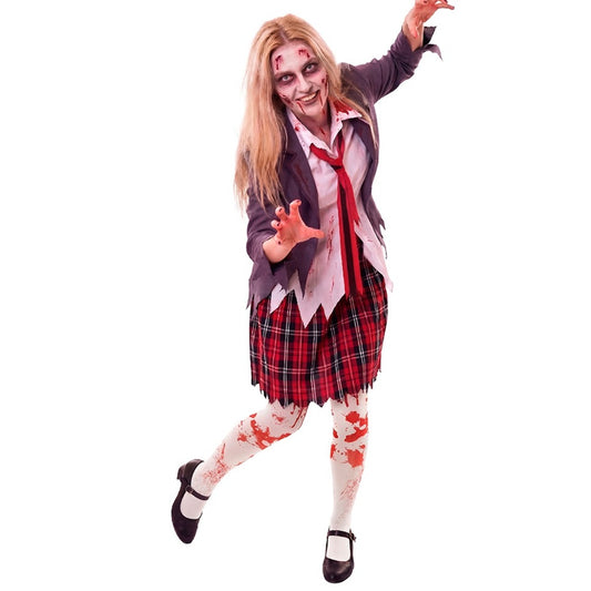 Schulmädchen Zombie mit Krawatte für Damen