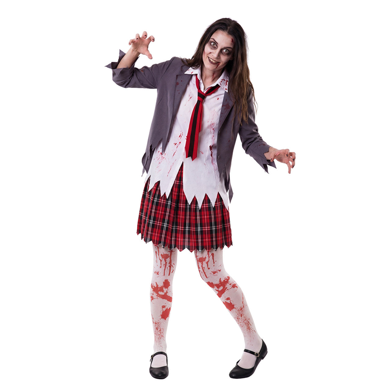 Schulmädchen Zombie mit Krawatte für Damen