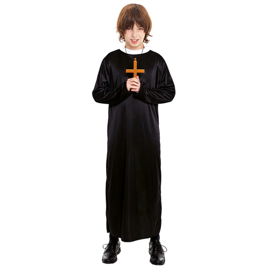 Schwarzes Priester Kostüm für Kinder