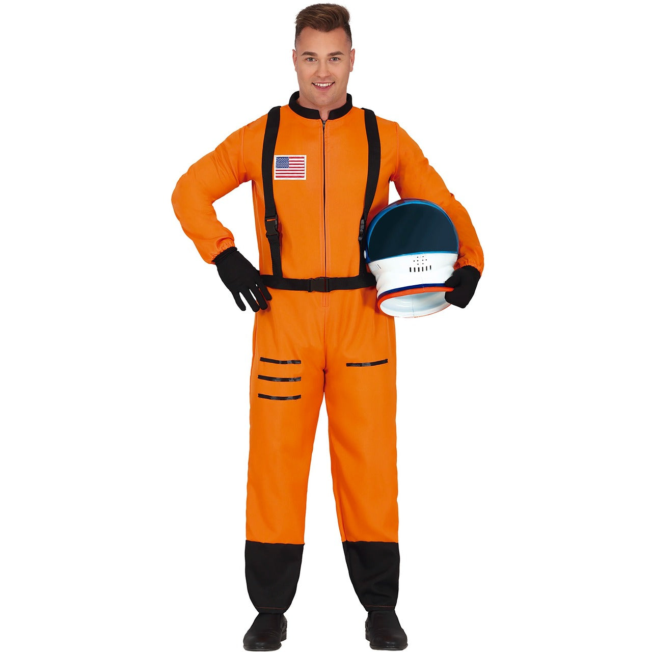 Astronaut Kostüm orange für Erwachsene
