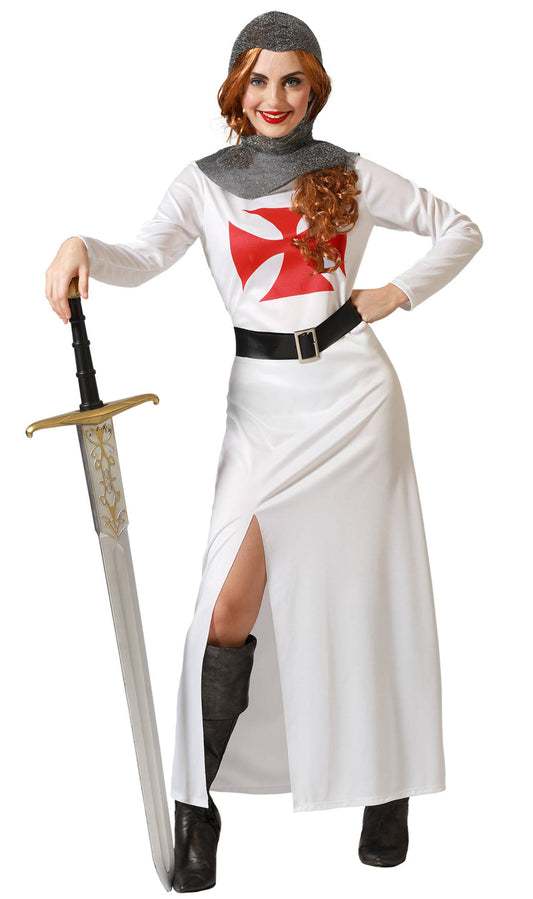 Kreuzritter-Kostüm für mittelalterliche Kriegerin für Damen