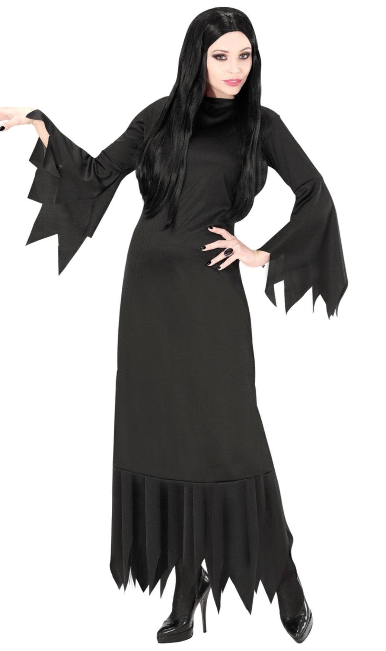Morticia-Kostüm schwarz für Damen