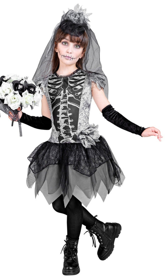Corpse Bride-Kostüm aus Spitze für Mädchen