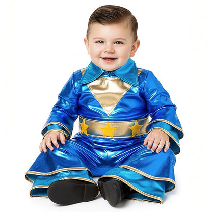 Blaues 70er-Disco-Kostüm für Babys