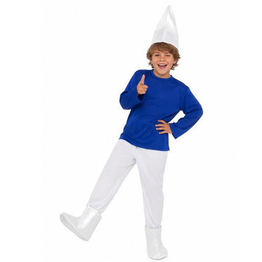 Blau-Weiss  Zwerg Kostüm mit Pantoffeln für Kinder