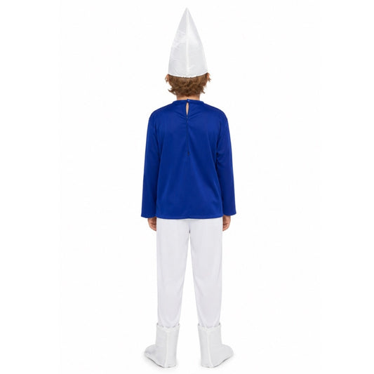 Blau-Weiss Zwerg Kostüm mit Pantoffeln für Kinder
