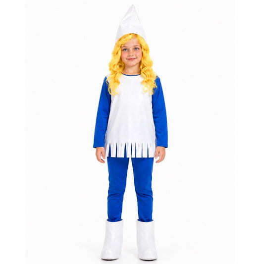 Blau-Weiss  Zwerg Kostüm mit Pantoffeln für Mädchen