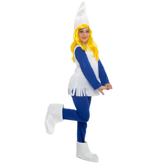 Blau-Weiss  Zwerg Kostüm mit Pantoffeln für Mädchen